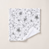 Plan floral esquissé Motif gris/Wht ID939 (Gant de toilette)