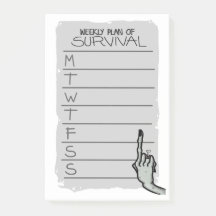 Plan hebdomadaire de survie Notes post-it