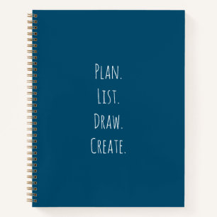 Plan. Lijst. Teken. Creëer. Blue Bullet Journal Notitieboek