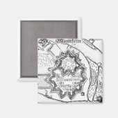 Plan Mannheim, Duitsland 1690 Magneet (Voorkant / Achterkant)