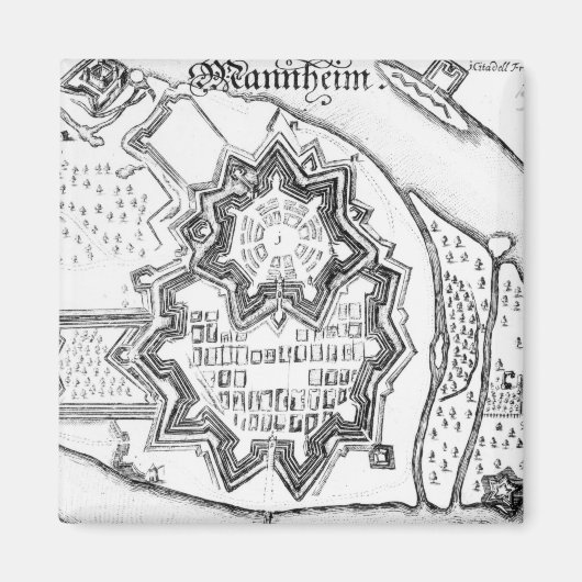 Plan Mannheim, Duitsland 1690 Magneet (Voorkant)