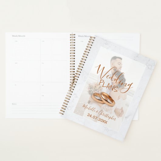 Plan Mariage moderne photo blanc & or (Devant avec enveloppe)