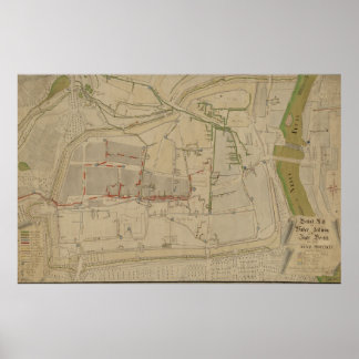 Plan of the Water Supply System in Görlitz, 1794 Poster