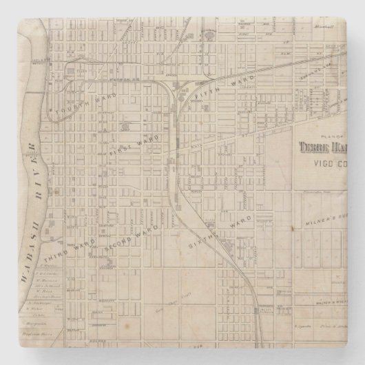 Plan Terre Haute, Vigo Co Stenen Onderzetter (Voorkant)