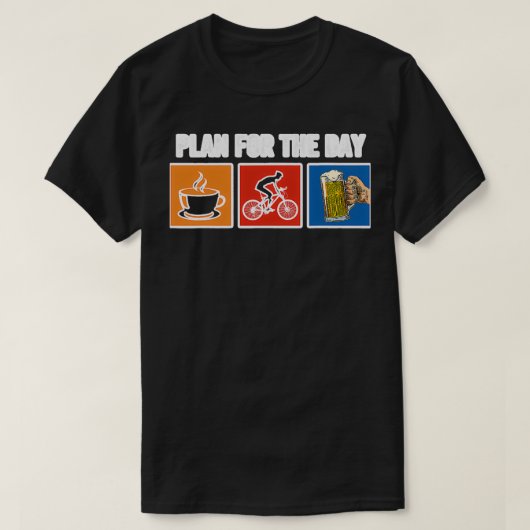 Plan The Day Coffee Bicycle Beer T-shirt (Design voorkant)
