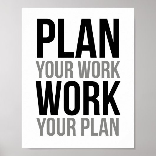 Plan uw werk, werk uw plan poster (Voorkant)