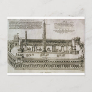 Plan van de Circus Maximus, Rome, gegraveerd door Briefkaart