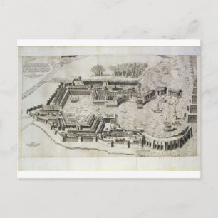 Plan van de haven van Ostia Antica, gegraveerd doo Briefkaart