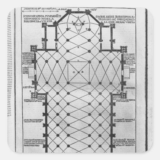 Plan van de kathedraal van Milaan Vierkante Sticker (Voorkant)