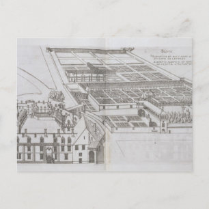 Plan van de omsloten tuinen en Chateau de Gaillo Briefkaart