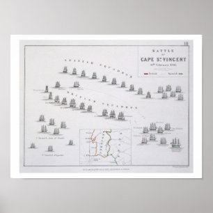 Plan van de Slag van Kaap Saint Vincent, 14 febru Poster