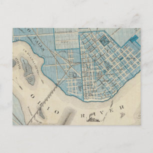 Plan van de stad Jeffersonville en omgeving Briefkaart