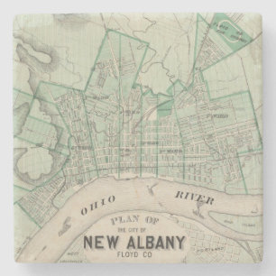 Plan van de stad New Albany, Floyd Co, Indiana Stenen Onderzetter