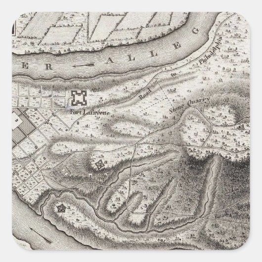 Plan van de stad Pittsburg Vierkante Sticker (Voorkant)