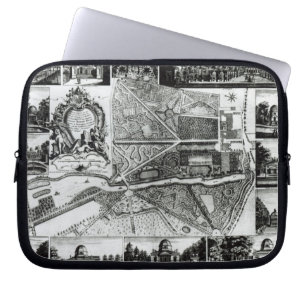 Plan van de tuin en het Uitzicht van de woningen i Laptop Sleeve