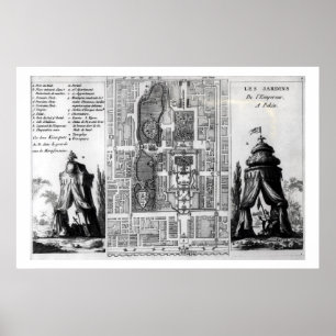 Plan van de tuinen van de keizer van Peking, van Poster