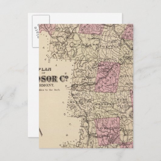 Plan van de vennootschap Windsor in Vermont Briefkaart (Voorkant / Achterkant)