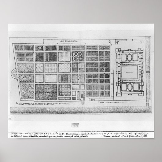Plan van het Paleis en de tuin van de Tuileries Poster (Voorkant)