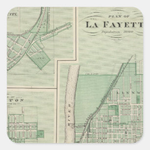 Plan van La Fayette met Battle Ground City Vierkante Sticker