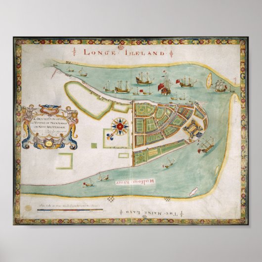 Plan van Long Island New York 1664 Poster (Voorkant)