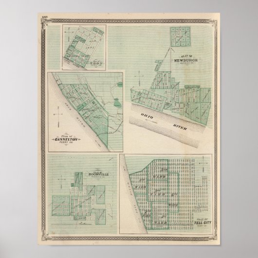 Plan van Newburgh, Warrick Co met Boonville Poster (Voorkant)