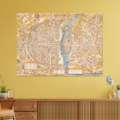 Plan van Parijs door Truschet en Hoyau Circa 1550 Canvas Afdruk (Insitu (Woonkamer))