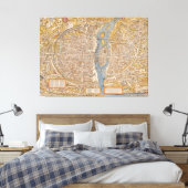 Plan van Parijs door Truschet en Hoyau Circa 1550 Canvas Afdruk (Insitu (Slaapkamer))