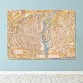 Plan van Parijs door Truschet en Hoyau Circa 1550 Canvas Afdruk (Insitu (Houten vloer))