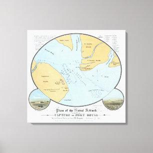 Plan voor de aanval op de zee en de vangst van de canvas afdruk