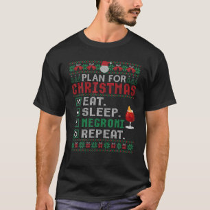 Plan voor Kerstmis Eet Slaap Negroni Herhaal Cockt T-shirt
