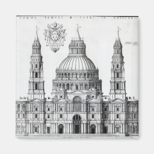 Plan voor St. Peter's, Rome, 1539 Magneet (Voorkant)