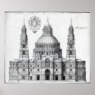 Plan voor St. Peter's, Rome, 1539 Poster