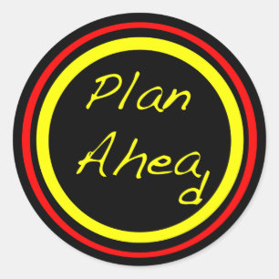 Plan vooruit ronde sticker