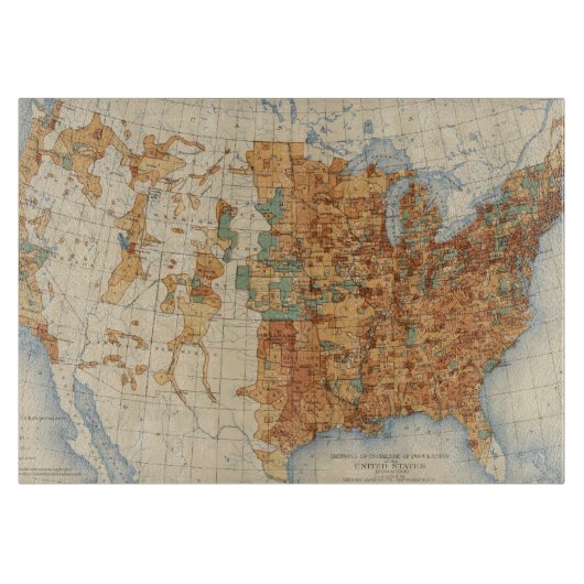 Planche À Découper 25 densités d'augmentation de la population, USA, (Devant)