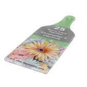 Planche À Découper 25e anniversaire argent vert floral (Coin)