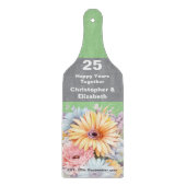 Planche À Découper 25e anniversaire argent vert floral (Devant)