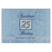 Planche À Découper 25e anniversaire en bleu et argent (Devant)