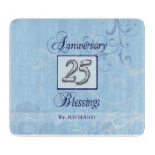 Planche À Découper 25e anniversaire en bleu et argent (Devant)