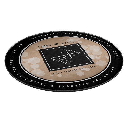 Planche À Découper 28e anniversaire du Mariage de lin élégant (Coin)