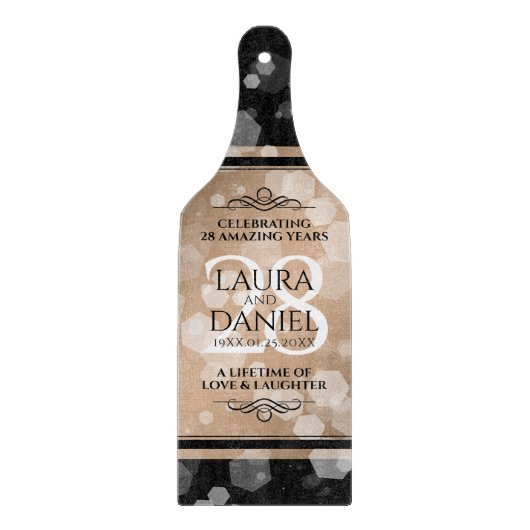 Planche À Découper 28e anniversaire du Mariage de lin élégant (Devant)