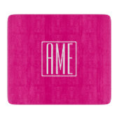 Planche À Découper 3 Initiales Monogramme | Blanc sur rose chaud (Devant)