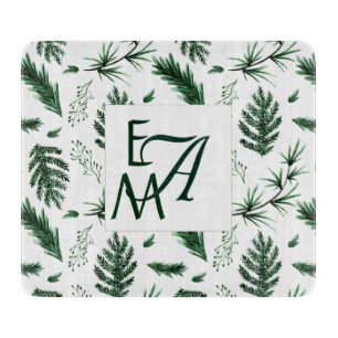 Planche À Découper 3 Monogramme Forêt Vert Feuilles Décor Maison nouv