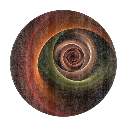 Planche À Découper 3D Spirale Abstraite couleurs chaudes Art fractal (Devant)