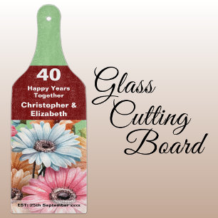 Planche À Découper 40e anniversaire de rubis floral vert