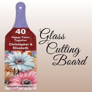 Planche À Découper 40e anniversaire de rubis floral violet
