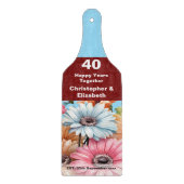 Planche À Découper 40e rubis anniversaire floral bleu (Devant)