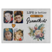 Planche À Découper 4 petits-enfants photo floral orange (Devant)