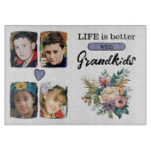 Planche À Découper 4 petits-enfants photo floral violet (Devant)
