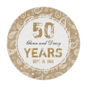 Planche À Découper 50e anniversaire de Mariage d'or Motif Paisley