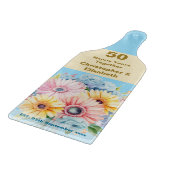 Planche À Découper 50e anniversaire or floral bleu (Coin)